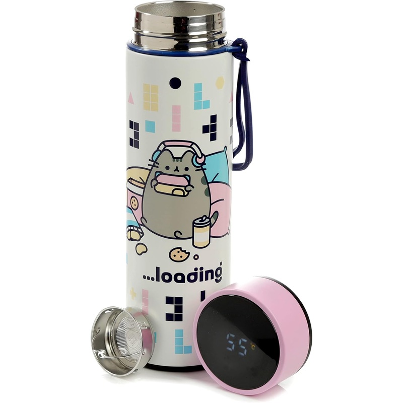 Puckator Pusheen Stainless Steel Insulated Water Bottle with LED Temperature Display (BOT149)
